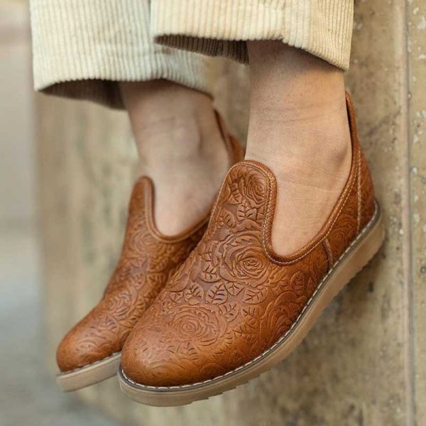 گیوه 3 گلدار عسلی شبرو - Image 3