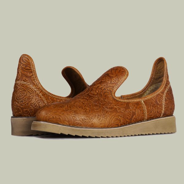 گیوه 3 گلدار زنانه عسلی