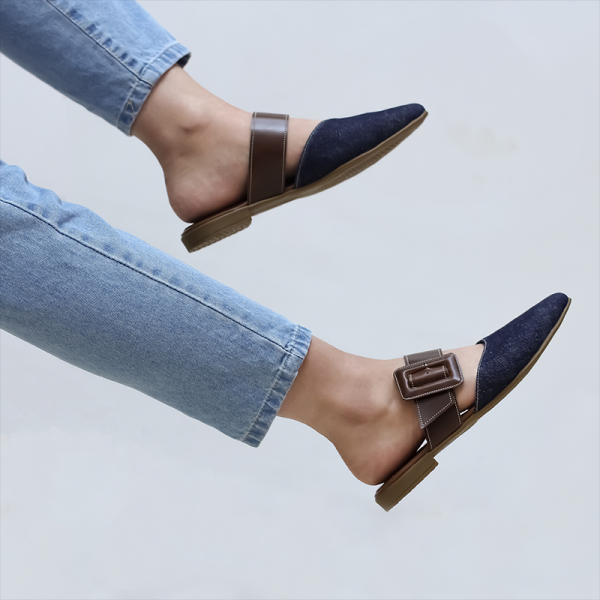 اسلیپر جلو بسته لوفرا رنگ جین عسلی