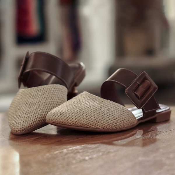 اسلیپر جلو بسته لوفرا رنگ کنفی عسلی